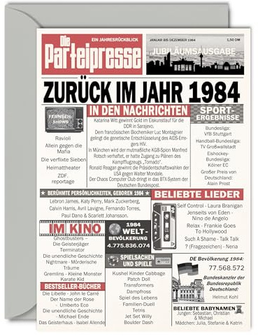 Stuff4 42. Geburtstagskarten für Männer Frauen - Zurück im Jahr 1984 Zeitung - 41 Alles Gute zum Geburtstag Jahrestag Hochzeitstag Karte Vintage Jahrgang Geboren 1984 A5 Glückwunschkarten