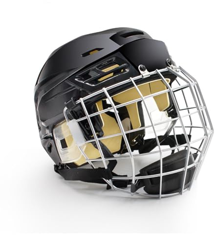 Ice Hockey Helmet Breathable Hockey Helmet with Cage for Youth Adult (Black, X-Large)