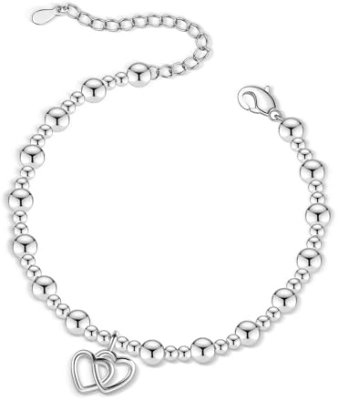 ALEXCRAFT Armbänder Damen Herz Armkette Silber Verstellbare Kette Schmuck | Verstellbar Armbänder für Damen Frauen Herz Charm Fußkettchen Freundschafts Armkette Muttertag Valentinstag Weihnachten