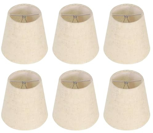 Kenqulio Small Lamp Shades Clip on Bulb, Chandelier Shades Set of 6, Mini Linen Lampshade 3.5x5x5.5in Small Lamp Shade for Chandelier Lamp Replacement