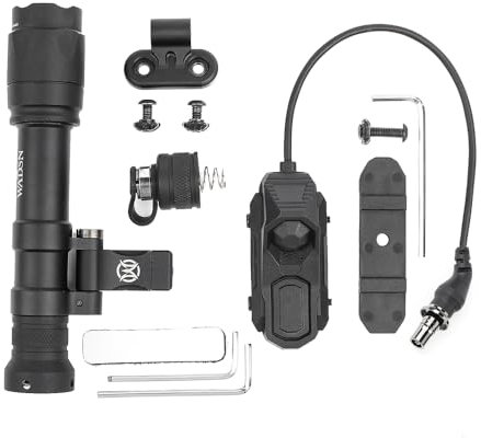 GLECTICAL M640C Linterna Táctica Fija, 800 Lumen LED Táctico Linterna con Almohadilla de Presión y Botón Dual de Cola para MLOK/Keymood/20mm Sistema Picatinny Rail