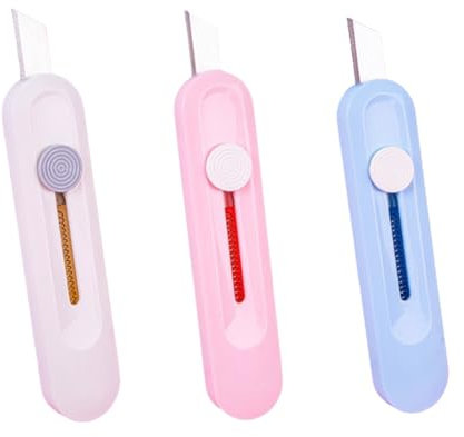 HABNI 3Pcs Cutter Standard, Box Cutter, Ouvre-Lettre, Mini Coupe-Papier Portable, Couteau De Papeterie, Couteaux Utilitaires, Couteaux À Tapis