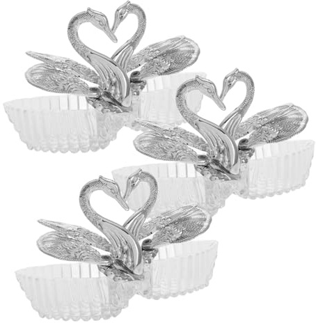 VILLCASE 6 Stück Schwanenförmige Süßigkeitenbox für Hochzeit und Abschluss Leichtes Acryl mit Edlem Seidenband Kompakt und Elegant als Gastgeschenk oder Aufbewahrungsbox