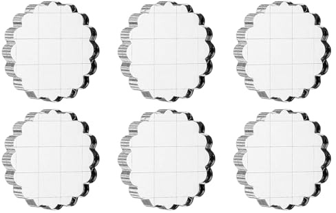 PATIKIL 4 cm (1,6 tum) akrylstämpelblock, 6 st genomskinliga stämpelblock med rutnätslinjer dekorativa monteringsblock runda för scrapbooking gör-det-själv-hantverk korttillverkning