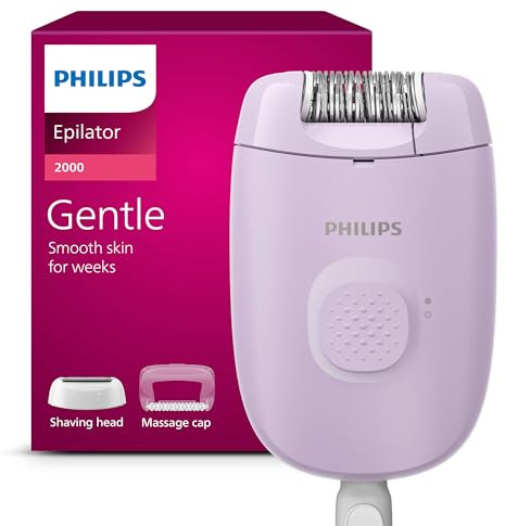 Philips Epilator Series 2000, Corded Epilator for Body and Sensitive Areas, Epilate and Shave, Hair Removal Device for Women, Model BRE237/00