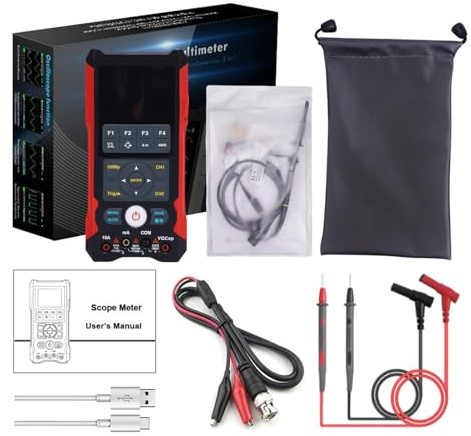 Luocute Osciloscopio Digital Generador de Señal Multímetro 200MPS 200MPS de Alta Velocidad de 80MHz Ancho de Banda 6000 Recuento TRMS DMM con Retención de Forma de Onda para Pruebas (ET829)