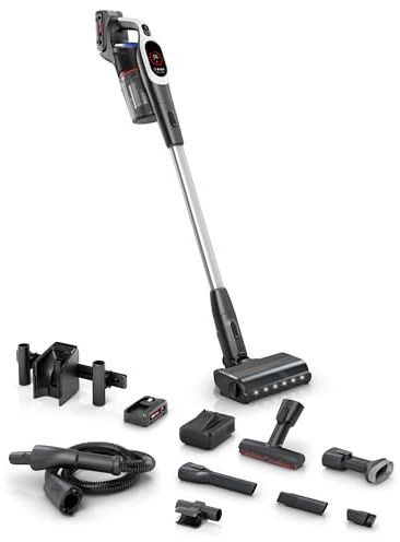 Bosch Akku-Staubsauger Unlimited 9 BTS942WQC, kabellos, MicroClean Technology, Display, Staubkomprimierung, HEPA-Filtersystem, 10 J. Motorgarantie, 2X 4Ah Akku, LED-Licht, Schnellladegerät, weiß