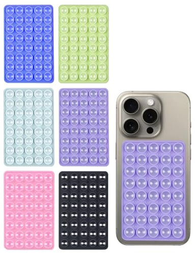 HUVZOR 6 Stück Silikon-Saugnapf, Handy-Halterung, selbstklebend, aus Silikon, rutschfest, für Handy, stabile Halterung für Selfies und Videos (6 Farben)