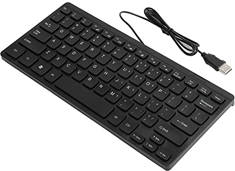 OVAQUIXI Mini Keyboard, USB Wired Small Compact Space Saving Keyboard with Extra Long 1.1m Cable for PC Laptop Computer, ABS Durable for Comfortable Typing