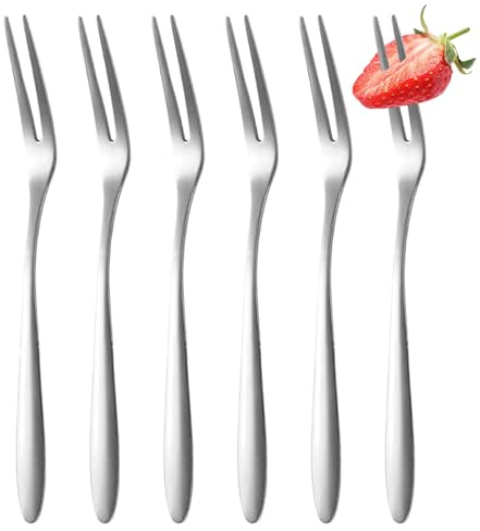 Stainless Steel Forks Set, Oyster, Shellfish, Appetizers Tasting, Cocktail Salad Dessert Fruit Forks for Birthday Wedding Party Travel (6 Pcs)