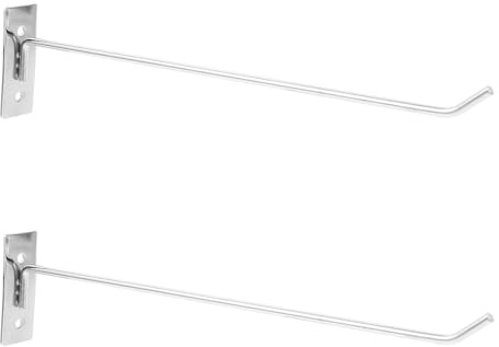 GALPADA Crochets à Cheville en Fer Argenté 2 Pièces pour Panneau Perforé | Outils et Usage Maison, Amovibles et Robustes, Lot de Deux, pour Atelier et Rangement