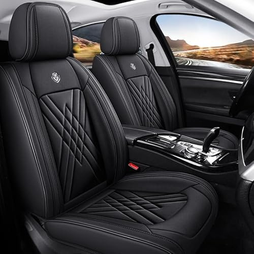 Sitzbezüge Auto Für Suzuki Vitara Hybrid SUV 2020-2024 2025 2026, Universell, Atmungsaktives, Wasserdichtes, Lederpolster 5-Sitzer，Geruchlos(Black)
