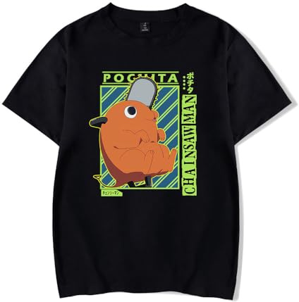 Chainsaw Man Merch Anime Character Prints T-Shirt, Cotton, White and Black Colours Available Short Sleeve for Men Women