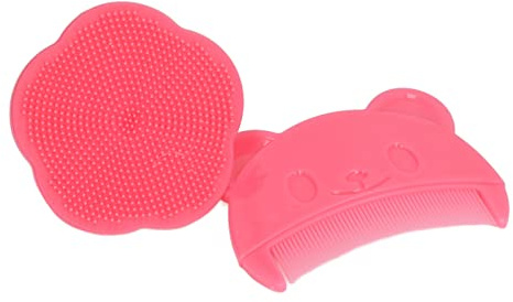 Vistreck 2st Baby Scalp Brush Set - Mjuk Silikonbadborste och Bekväma Hårbottenverktyg för Nyfödda (Röd)