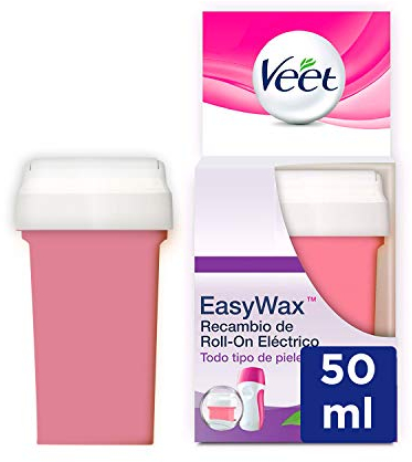 Veet Cera Depilatoria Cartucho Cera de Recambio Roll-On Eléctrico EasyWax con Manteca de Karité para Todo Tipo de Pieles, 50 ml