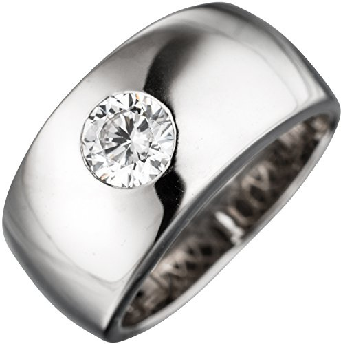 Jobo Damen-Ring breit aus 925 Sterling Silber mit Zirkonia