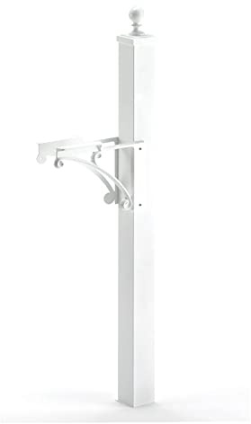 Whitehall 16004 Aluminum Deluxe Post and Brackets with Ball Finial in White