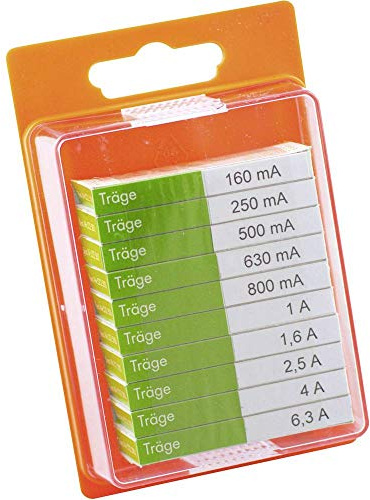 ESKA 122.0.8 12208 Feinsicherung-Sortiment (Ø x L) 5mm x 20mm Traege-T-Inhalt 100St, (Ø x L) 5 mm x 20 mm
