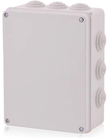 Intratec Aufputz Installationsgehäuse IP65, 240x190x90mm, ABS UV-beständig Grau RAL 7035, 12 Stufennippel, wasserdicht, Außen- & Innenanwendungen