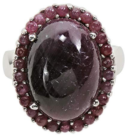 LA LUNA Design Damen Ring für Frauen Sterling Silber 925 rhodiniert Rubin rot (50 (15.9))