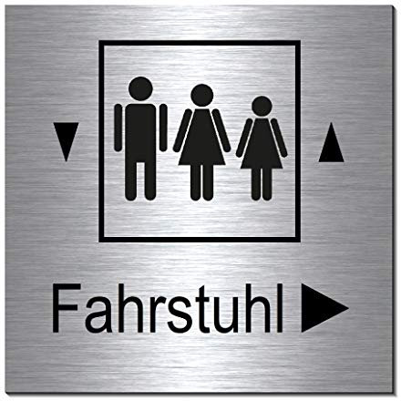 Fahrstuhl Pfeil rechts 100 x 100 x 3 mm-Aluminium Edelstahloptik silber mattgebürstet Hinweisschild-1910-63