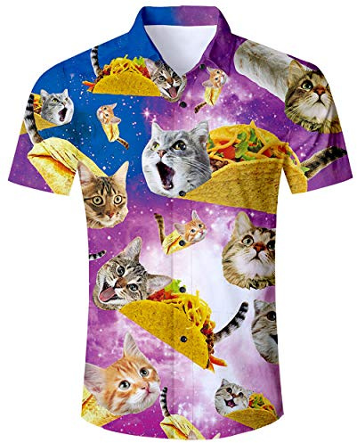 ALISISTER Mens Hawaiian Shirt 3D Print Casual Button Down Ugly Shirts Beach Holiday Aloha Short Sleeve Shirt