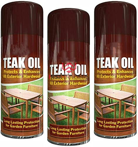 3x 400ml Teak Oil Exterior Hardwood/Softwood Garden Patio & Outdoor Furniture Long Lasting Protection Enhacement & Polish Spray