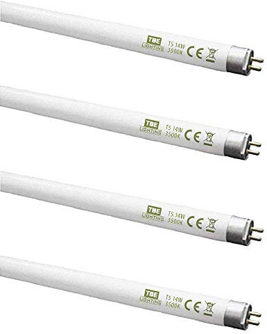 TBE LIGHTING T5 14w Fluorescent Tube Lamps 549mm - CFL Bulbs - G5 2-Pin Base Fittings - T5 High Efficiency Lamps, Cool White 4000-4500K (4-Pack)