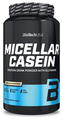 BioTechUSA Micellar Casein in Polvere | Tempo di Assorbimento Esteso | Senza Glutine e Senza Grassi | Aggiunta di L-Glutammina, 908 g, Vaniglia