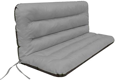 PillowPrim Cojín para columpio de Hollywood, Cojín para Banco de Jardín, Cojín para Exterior, Cojín de Asiento y Respaldo, Ancho del Asiento de 150 cm, Gris Claro