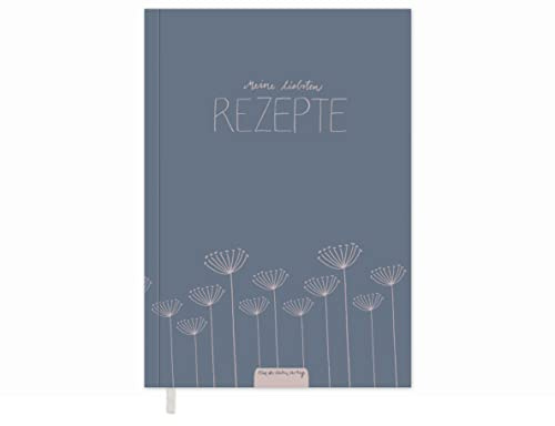 Eine der Guten Rezeptbuch A5 - Meine liebsten Rezepte - zum Selberschreiben, blanko DIY Kochbuch & Backbuch, FSC Papier, Softcover, Blau Rosa Blumen