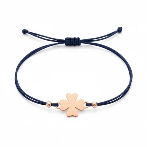 Selfmade Jewelry Armband Damen Kleeblatt Roségold Handgemachter Glücksbringer mit Klee Größenverstellbar Inkl. Geschenk-Verpackung
