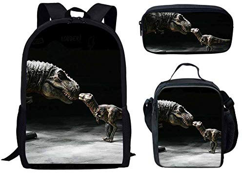 Binienty 3-in-1-Rucksack mit Lunchtasche und Federmäppchen für Kinder, Jungen, Mädchen, Schulschulranzen, Totenkopf Skelett, Einheitsgröße,