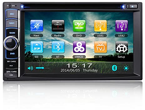 Erisin 6.2 Car Stereo Radio Double 2 Din Multimedia Player, With Capacitive Touchscreen, Bluetooth hands-free, DVR, Digital TV, Support 1080P Videos, VMCD, GPS, FM, SD, USB, AUX