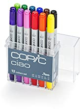 Copic Ciao 12-teiliges Basis-Set: Schwarz, Rund, Super-Pinselspitze und Mittelbreite, Marker-Set