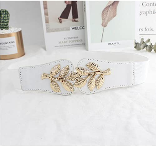 XRHYJK Gürtel für Damen Kleid Blatt Taille Dichtung Fashion Stretch Breite Kummerbunde Goldlegierung Blätter Gürtel Elastische Taillenbänder Für Frack Hochzeit Schmücken