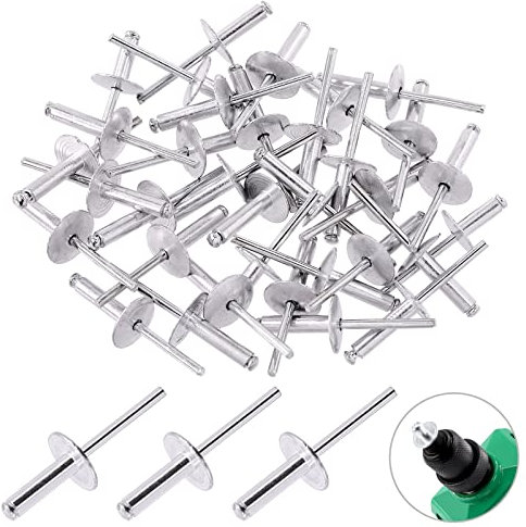 Glarks 60 remaches ciegos de aluminio con brida grande de 3/16 x 3/4 para unir tubos de placa de metal automotriz