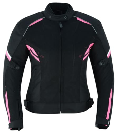 LOVO Veste rose perforée tricouche d'été pour moto femme, Noir , XXL