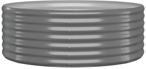 vidaXL Durable Garden Raised Bed - Weather-Resistant, Powder-coated Steel - Grey Planter Pot - Rust and Corrosion-Resistant - 100x100x36 cm - Ideal for Outdoor Use