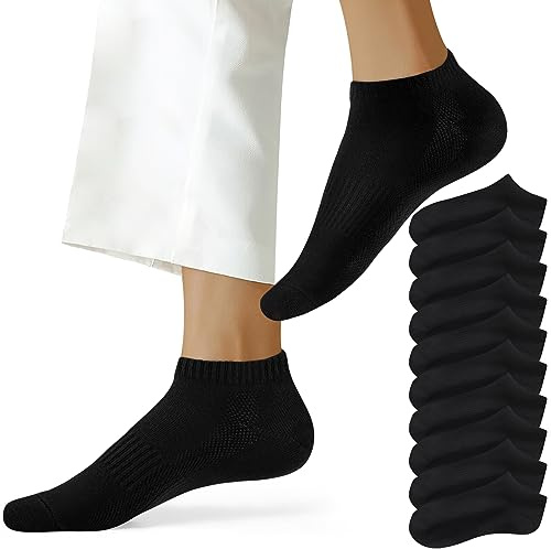 NUOZA 10 par sneakerstrumpor män kvinnor bomull svart vit grå korta halvstrumpor unisex, 10 x svart, 47-50 EU
