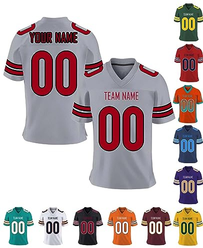 Xiuyours Camiseta Fútbol Americano Personalizada con Nombre Número Logo Jersey Camisetas Deportiva Personalizados para Hombre Niño Mujere, S-7XL