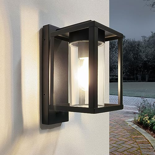 Maxkomfort Moderne Außenleuchte - Schwarze Eleganz für Ihr Zuhause | E27 Fassung IP44 | Wandlampe Außenwandleuchte 2228A | Edelstahl | 185 x 130 x 260 mm