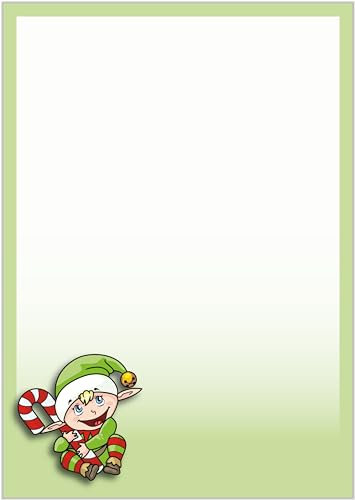 Briefpapier Wichtel DIN A4 - Papier Weihnachten - 20 Blatt - Motiv Nr. 023 | 160g/m²