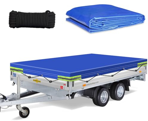 YBYHFAA Anhängerplane Flachplane, Anhänger plane, echtes 500 g PVC, für Verschiedene Modelle PKW Anhänger, wasserdichtes und reißfestes Planenmaterial, mit reflektierenden Streifen (208 * 114 * 10cm)