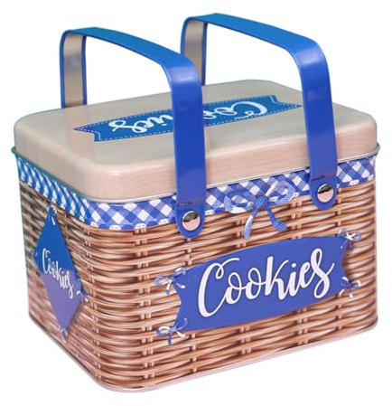 Cabilock Caja Metálica Para Galletas Con Diseño De Asa Portátil Tarro Multiusos Para Dulces y Snacks Contenedor Resistente Para Almacenamiento y Decoración