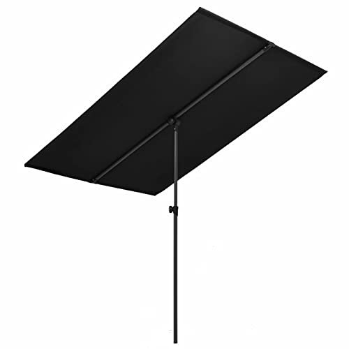 Gecheer Ombrellone da Esterni con Palo in Alluminio 2x1,5 m Nero,Ombrelloni da Giardino,Ombrellone da Giardino Decentrato,Ombrelloni da Esterno,Ombrelloni da Spiaggia Mare Balcone,#2
