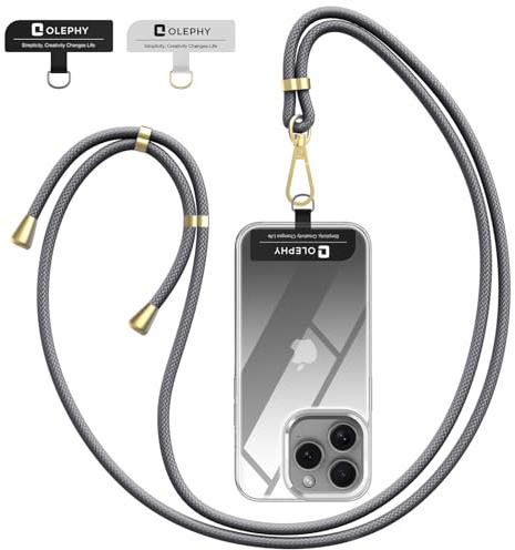 OLEPHY Cordino per Telefono, Regolabile Cordino Tracolla Universale Catena per Cellulare Compatibile con iPhone Samsung e Tutti Gli Smartphone, Grigio