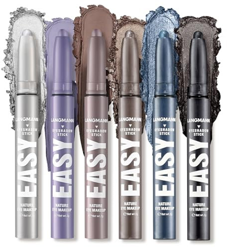6PCS Lidschatten Stick, Mehrfarbiger Lidschatten Bleistift Set, Wasserdichte Cremige Langanhaltende Augen Make-up Kit, Natürliche Shimmer Schatten Kontur Stick, Perfekte Geschenke für Frauen (D)