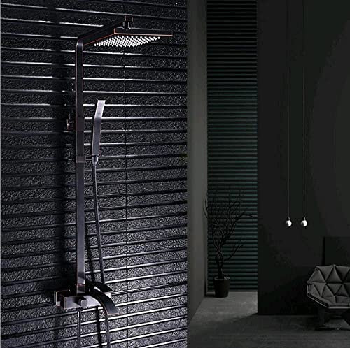 Robinet de douche à Thermostat noir entièrement en cuivre, pomme de douche à levage rétro avec louche, ensemble de douche chaude et froide Beauty Comes