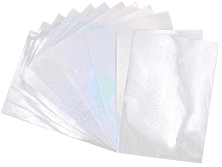 Ieron 12 Fogli di Carta Adesiva olografica - Fogli Laminati autoadesivi stampabili in Vinile Trasparente Formato A4 - Pellicola Trasparente Impermeabile per Artigianato Fai da Te - 3 Stili